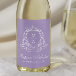 Rótulo De Garrafa De Cerveja Crestas Florais Elegantes Monograma Casamento Lava