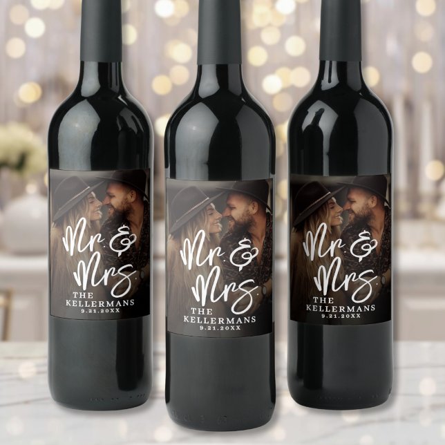 Rótulo De Garrafa De Cerveja Crie Seu Próprio Casamento de Foto (Create Your Own Photo Wedding Wine Label )