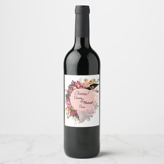Rótulo De Garrafa De Cerveja Crisântemo Romântico sobre Rosa Teia de Aranha (Frente)