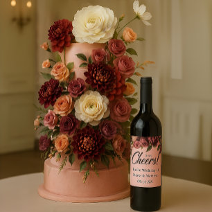 Rótulo De Garrafa De Cerveja Crisântemo Romântico sobre Rosa Teia de Aranha