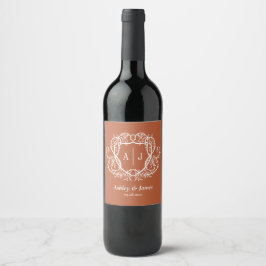 Rótulo De Garrafa De Cerveja Crista de Monograma de Terracota Rosa Divagante Ca