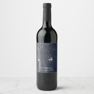 Rótulo De Garrafa De Cerveja Cristal Azul Temperamental Vinho de Noiva Elegante