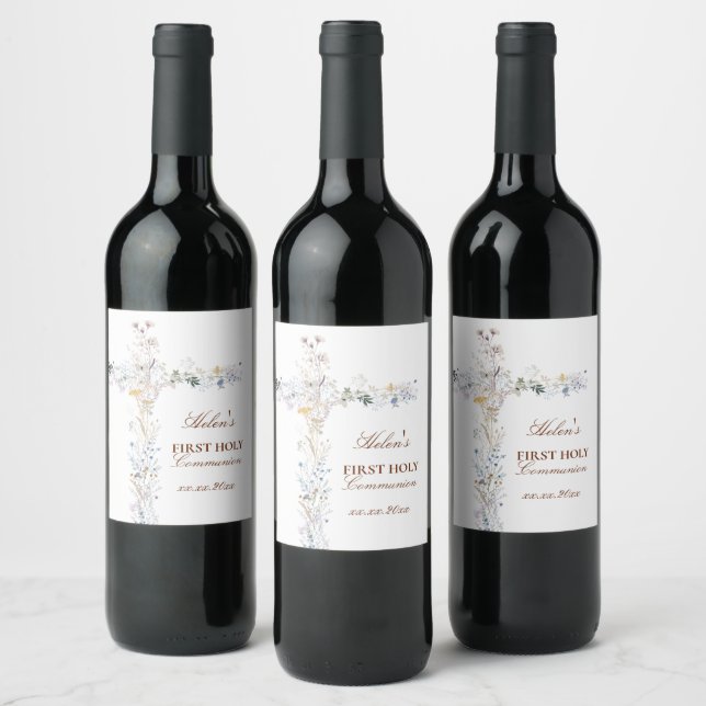 Rótulo De Garrafa De Cerveja cruz floral da primeira comunhão (Garrafas)