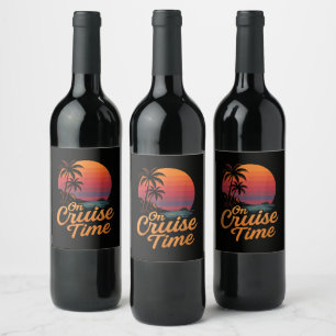 Rótulo De Garrafa De Cerveja Cruzeiro de Férias ao Pôr do Sol com Palmeira Trop