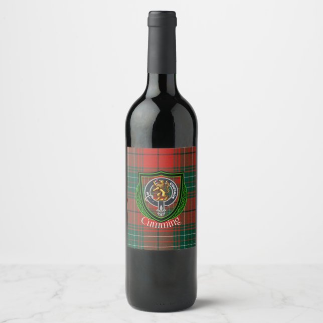 Rótulo De Garrafa De Cerveja Cumming Scottish Clan Tartan & Crest (Frente)