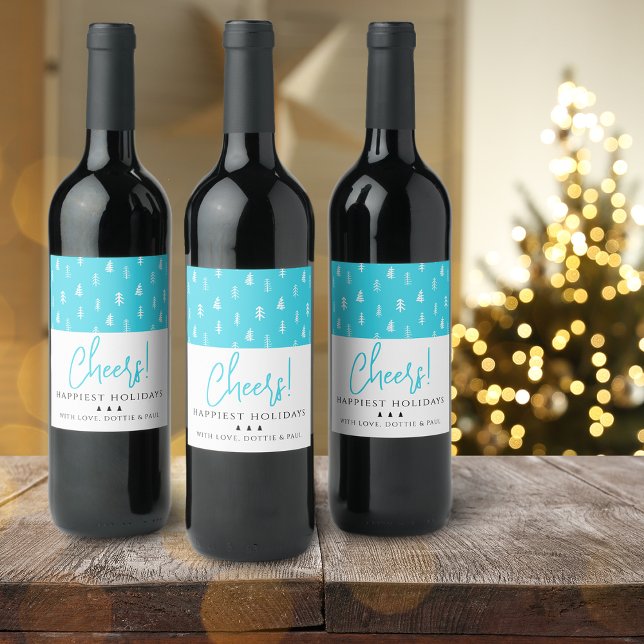 Rótulo De Garrafa De Cerveja Cumprimentos Modernos de Feriado (Modern Holiday Cheers Wine Label)
