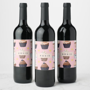 Rótulo De Garrafa De Cerveja Cupcake doçoso personalizado monograma