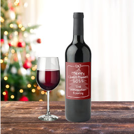 Rótulo De Garrafa De Cerveja Custom Burgundy Whimsical Doodle Christmas 