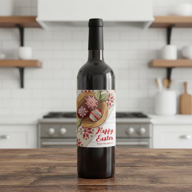 Rótulo De Garrafa De Cerveja Custom Easter Egg Wine Label with Family Name (Criador carregado)