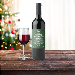 Rótulo De Garrafa De Cerveja Custom Green Whimsical Doodle Christmas 