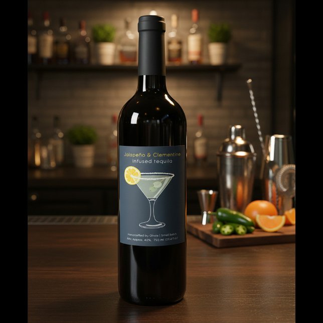 Rótulo De Garrafa De Cerveja Custom Jalapeño & Clementine Infused Tequila Label (Criador carregado)