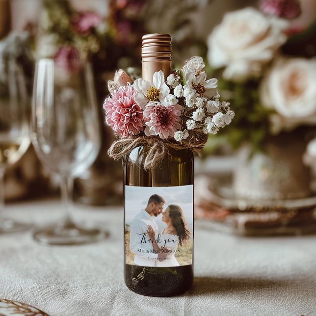 Rótulo De Garrafa De Cerveja Custom Wedding Bride and Groom's Photo (Criador carregado)