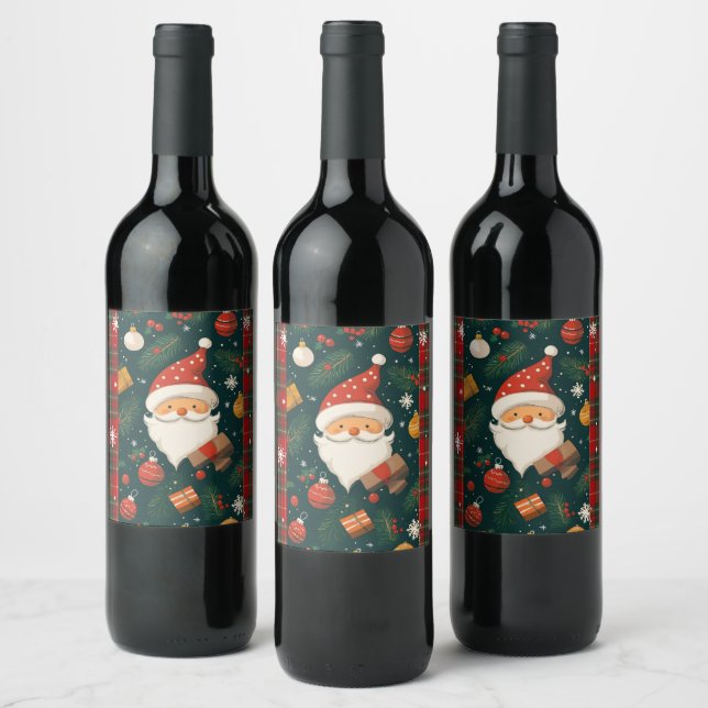 Rótulo De Garrafa De Cerveja Cute Santa Christmas Wine Label (Garrafas)