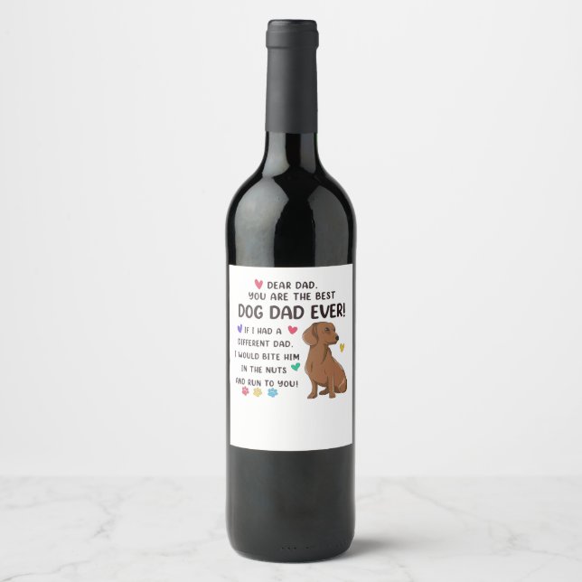 Rótulo De Garrafa De Cerveja Dachshund Querido Pai Que Você É O Melhor (Frente)