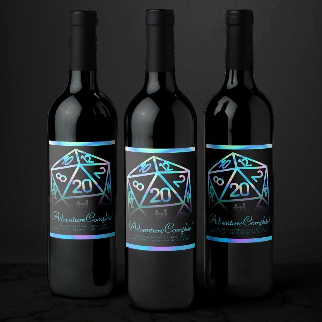 Rótulo De Garrafa De Cerveja Dados de RPG | Holo Fantasia Mesa Gamer PnP Person (Criador carregado)