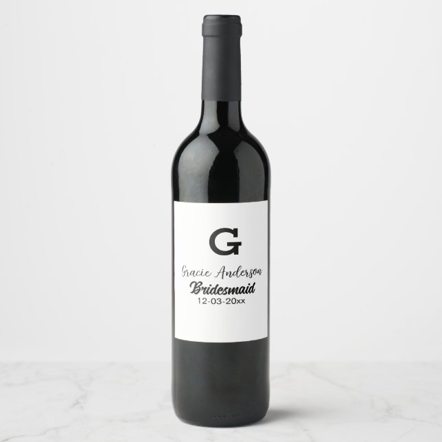 Rótulo De Garrafa De Cerveja Dama de honra adicionar nome monograma simples min (Frente)