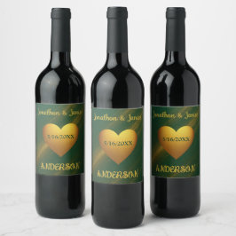 Rótulo De Garrafa De Cerveja Data de Casamento Personalizado do Emerald Green &