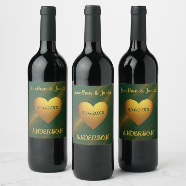 Rótulo De Garrafa De Cerveja Data de Casamento Personalizado do Emerald Green & (Garrafas)
