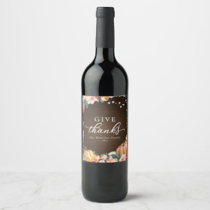 Rótulo De Garrafa De Cerveja Dê Graças Floral de Outono Rústico Jantar de Ação 