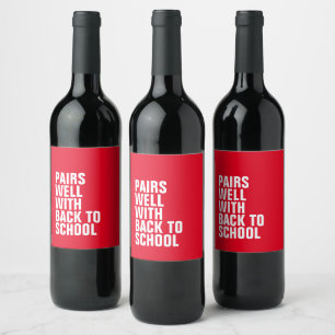 Rótulo De Garrafa De Cerveja De volta à escola vermelho engraçado