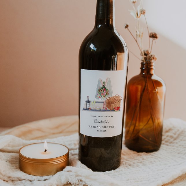 Rótulo De Garrafa De Cerveja Degustação de Vinhos Elegante | Chá de Noiva ao Ar (Criador carregado)