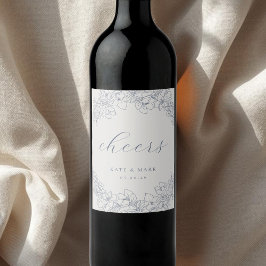 Rótulo De Garrafa De Cerveja Delicate Blue Floral Wedding Wine Bottle Labels