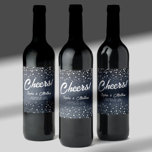 Rótulo De Garrafa De Cerveja Denim Diamantes Pérolas Chá de casamento Azul