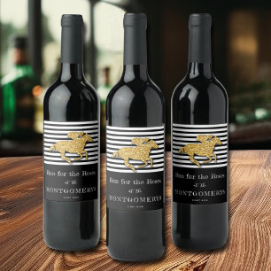 Rótulo De Garrafa De Cerveja Derby Dourado Racecavalo e Jockey em Strips