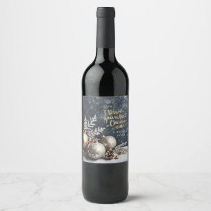 Rótulo De Garrafa De Cerveja Desejo a você o melhor Natal de todos, bolas cinza