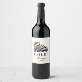Rótulo De Garrafa De Cerveja Desenho da vindima do fazer de vinho