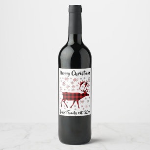 Rótulo De Garrafa De Cerveja Desenho de alce, flocos de neve, padrão xadrez ver