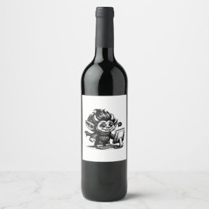 Rótulo De Garrafa De Cerveja Desenho de Arte Vintage Cyborg Troll da Internet W