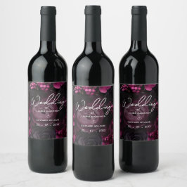 Rótulo De Garrafa De Cerveja desenho de casamento floral borgonha com rico vinh