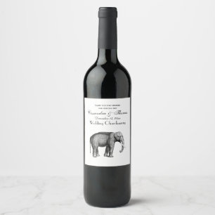 Rótulo De Garrafa De Cerveja Desenho de elefante de vinheta