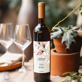 Rótulo De Garrafa De Cerveja Desenho de Foliage do Modern Terracotta