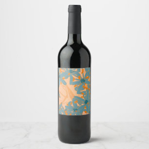 Rótulo De Garrafa De Cerveja Design de Folha Contemporâneo em Pêssego