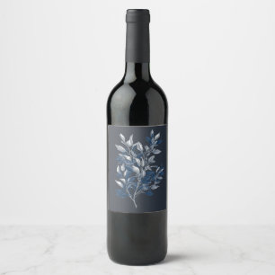 Rótulo De Garrafa De Cerveja Design de natureza botânica azul minimalista