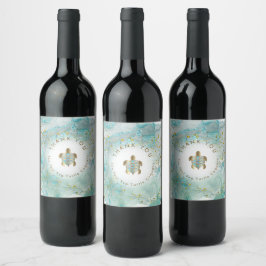 Rótulo De Garrafa De Cerveja design de tartaruga marinha azul