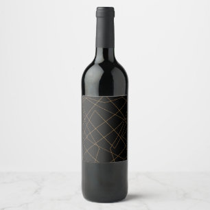 Rótulo De Garrafa De Cerveja Design de Traços Geométricos Modernos Dourados e