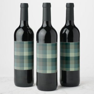 Rótulo De Garrafa De Cerveja Design Xadrez Gingham Verde