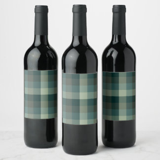 Rótulo De Garrafa De Cerveja Design Xadrez Gingham Verde
