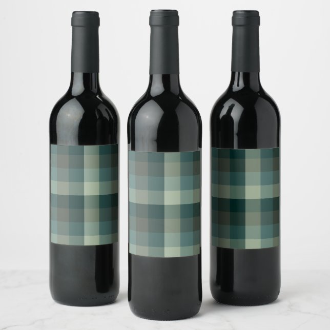 Rótulo De Garrafa De Cerveja Design Xadrez Gingham Verde (Garrafas)