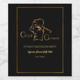 Rótulo De Garrafa De Cerveja Despedida de solteiro de Golfe Negro