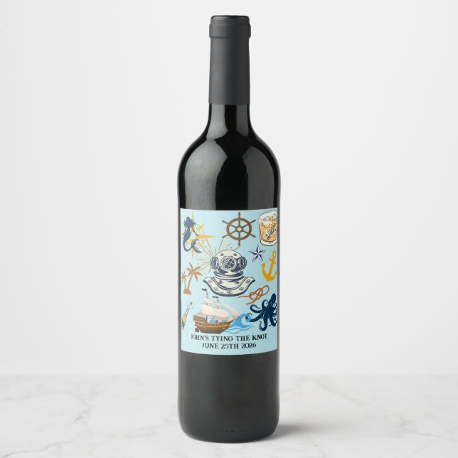 Rótulo De Garrafa De Cerveja Despedida de Solteiro Náutica (Frente)