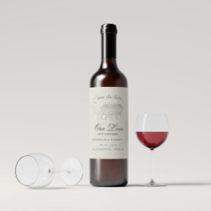 Rótulo De Garrafa De Cerveja destino elegante floral Salvar a Data