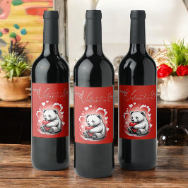 Rótulo De Garrafa De Cerveja Dia de os namorados com Urso Rico