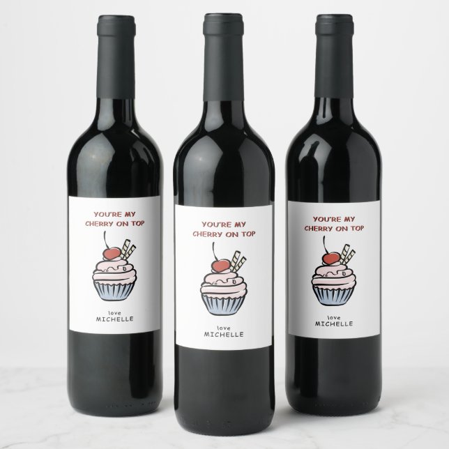 Rótulo De Garrafa De Cerveja Dia de os namorados de Cherry Cupcake (Garrafas)