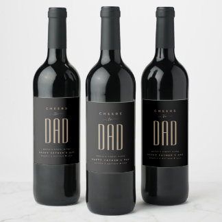 Rótulo De Garrafa De Cerveja Dia de os pais preto moderno e Dourado de "Saúde a