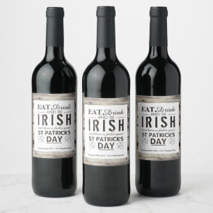 Rótulo De Garrafa De Cerveja Dia de São Patrício de madeira irlandês Vintage