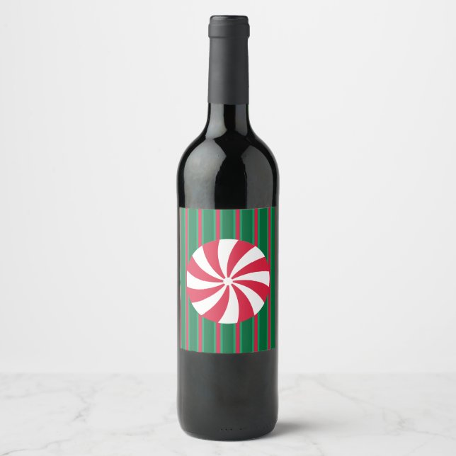 Rótulo De Garrafa De Cerveja Diversão e Chique Doces de Peppermint Natalinos (Frente)